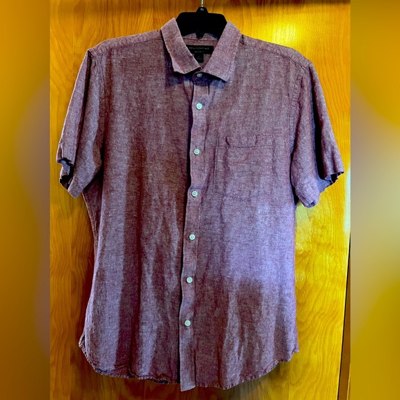 Maroon short sleeve button down - Picture 1 of 3
